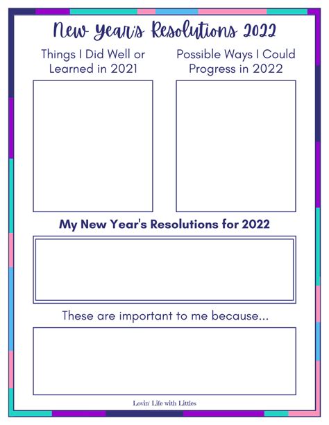 New Year S Resolution Printable 2022